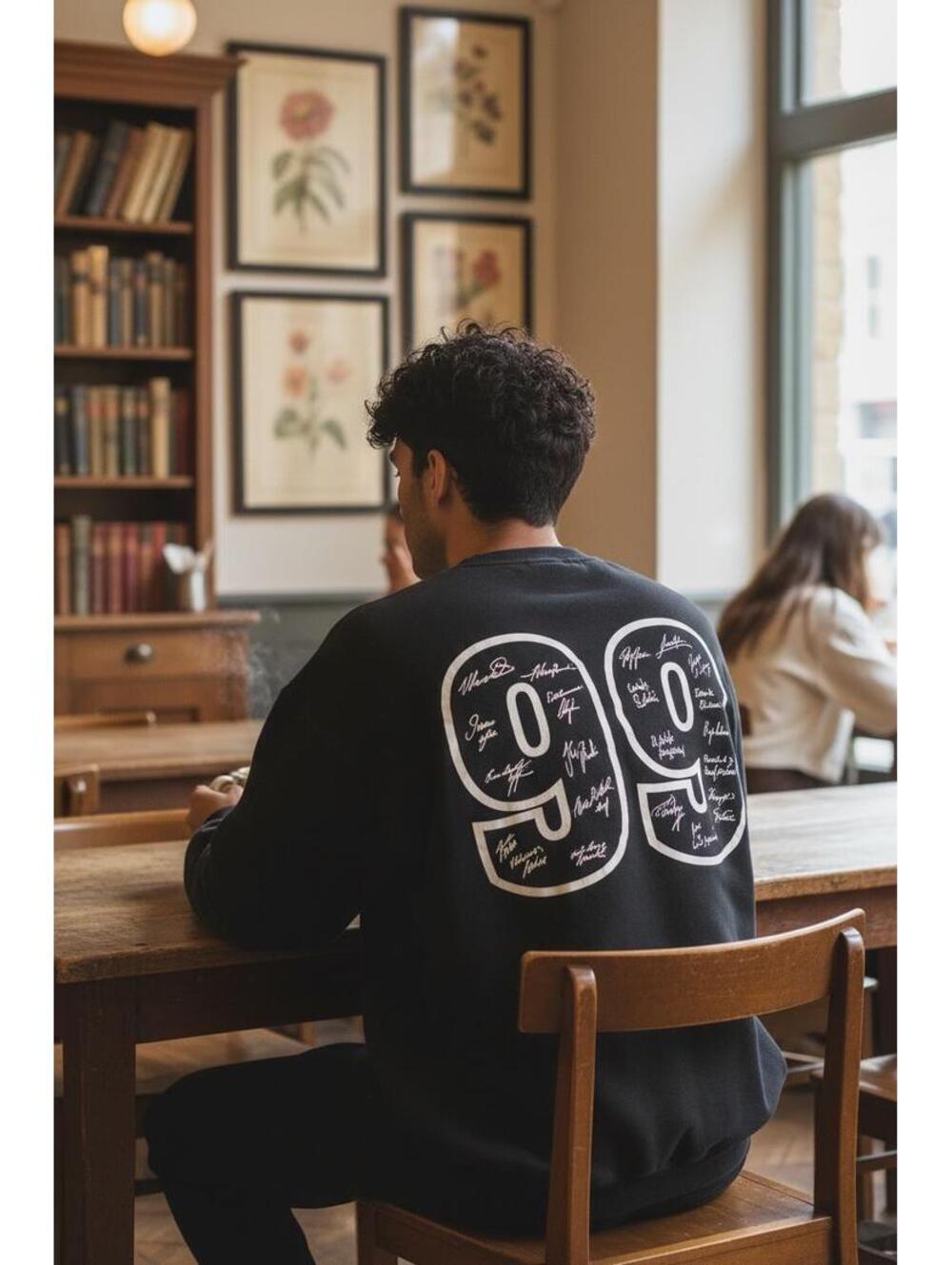 Gildan Black Glenboro Collegiate Crewneck Sweatshirt with Number 99 and Signautr